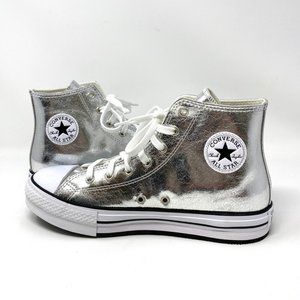 Converse CTAS Lift Synth Leather Silver Sneakers Women's size 8 (junior's size 6